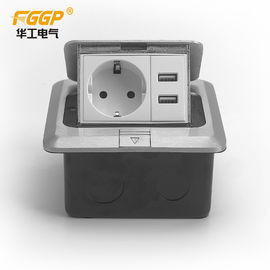 Home Pop Up Floor Socket , Square Floor Mounted Power Sockets With 2 Usb
